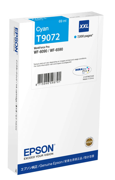 Epson C13T90724N/T9072 Ink cartridge cyan XXL, 7K pages ISO/IEC 19752 69ml for Epson WF 6090