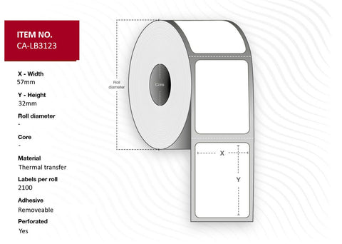 Capture CA-LB3123 printer label White Self-adhesive printer label