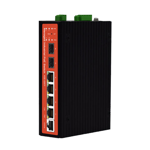 Wi-Tek WI-PMS306GF-I network switch Managed L2 10G Ethernet (100/1000/10000) Power over Ethernet (PoE) Black, Red
