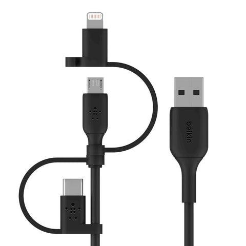 Belkin BOOST CHARGE USB cable 1 m USB A USB C/Micro-USB B/Lightning Black