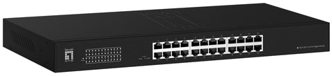 LevelOne Switch 24x GE GEU-2431 19\" Rack Mount Kit Unmanaged Gigabit Ethernet (10/100/1000) 1U Black"