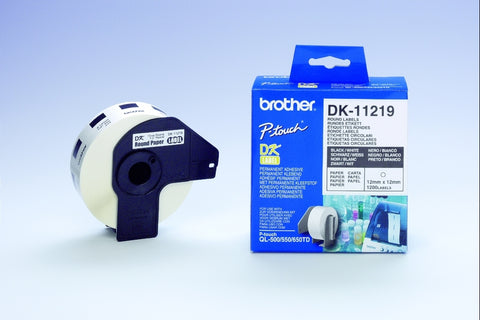 Brother DK-11219 DirectLabel Etikettes round 12mm 1200 for Brother P-Touch QL/700/800/QL 12-102mm/QL 12-103.6mm