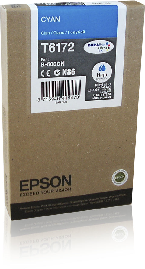 Epson C13T617200/T6172 Ink cartridge cyan high-capacity, 7K pages 100ml for Epson B 500