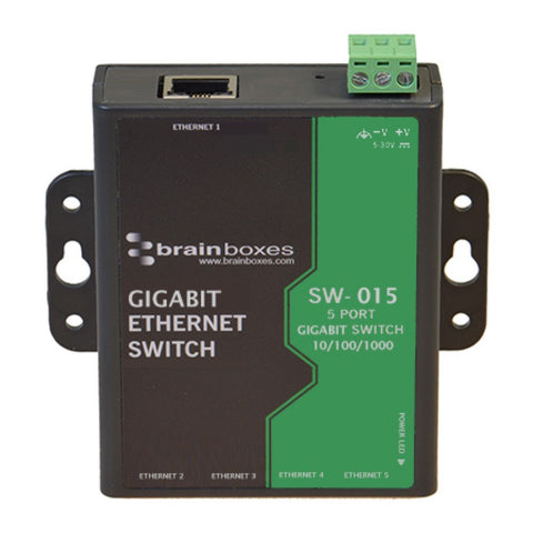 Brainboxes SW-015 network switch Unmanaged Gigabit Ethernet (10/100/1000) Black, Green