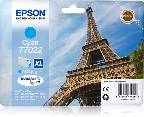 Epson C13T70224010/T7022 Ink cartridge cyan XL, 2K pages ISO/IEC 24711 21,3ml for Epson WP 4015/4025