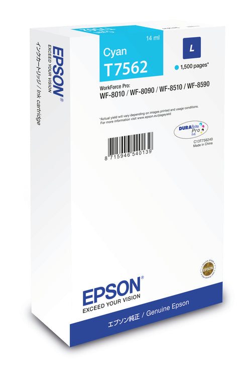 Epson C13T756240/T7562 Ink cartridge cyan, 1.5K pages 14ml for Epson WF 6530/8090/8510