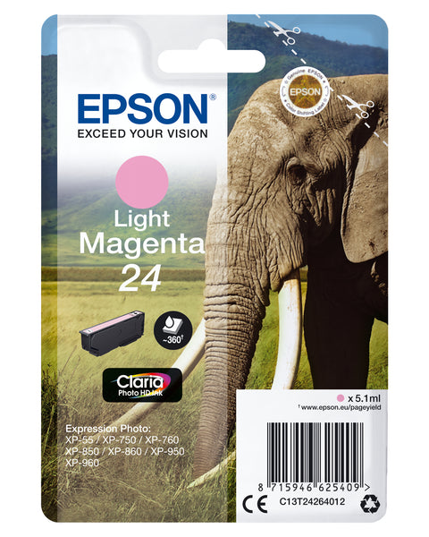 Epson C13T24264012/24 Ink cartridge light magenta, 360 pages 5,1ml for Epson XP 750