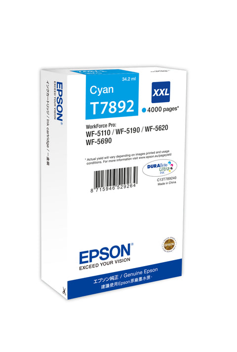 Epson C13T789240/T7892XXL Ink cartridge cyan extra High-Capacity XXL, 4K pages 34,2ml for Epson WF 5110