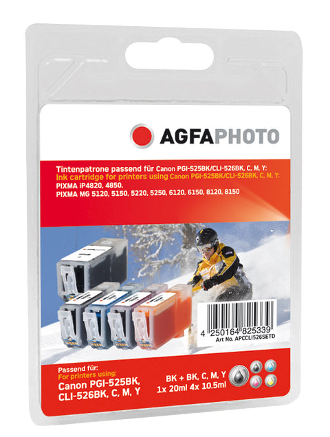 AgfaPhoto APCCLI526SETD ink cartridge Black, Cyan, Magenta, Yellow 5 pc(s)