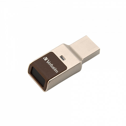 Verbatim FingerPrint Secure - USB 3.0 Drive with fingerprint scanner and AES-256 HW encryption to protect your data - 128 GB - Brown/Silver