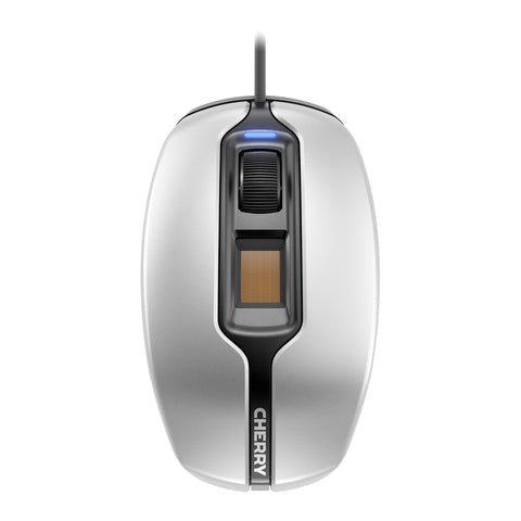 CHERRY MC 4900 Corded Fingerprint Mouse, Silver/Black, USB