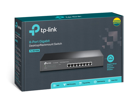 TP-Link TL-SG1008 network switch Unmanaged Gigabit Ethernet (10/100/1000) Black