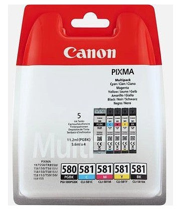 Canon 2078C006/PGI-580CLI581CMYK Ink cartridge multi pack 2x Bk + 1x C,M,Y Blister Pack=5 for Canon Pixma TS 6150/8150