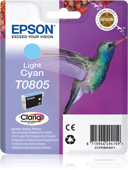 Epson C13T08054021/T0805 Ink cartridge light cyan Blister Radio Frequency, 220 pages 7,4ml for Epson Stylus Photo P 50/PX/PX 730/R 265