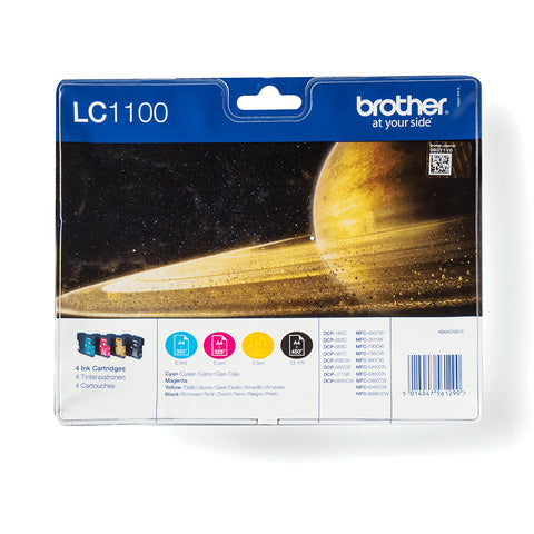 Brother LC-1100VALBPDR Ink cartridge multi pack Bk,C,M,Y Blister Acustic Magnetic 9.5ml + 3x7.5ml, 450pg + 3x325pg Pack=4 for Brother DCP 185 C/MFC 6490 C