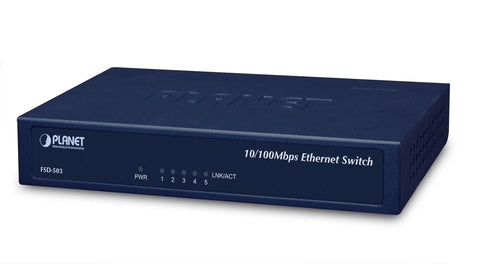 PLANET FSD-503 network switch Fast Ethernet (10/100) Blue