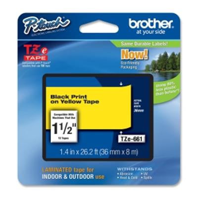 Brother TZE-661 DirectLabel black on yellow Laminat 36mm x 8m for Brother P-Touch TZ 3.5-36mm/HSE/6-36mm