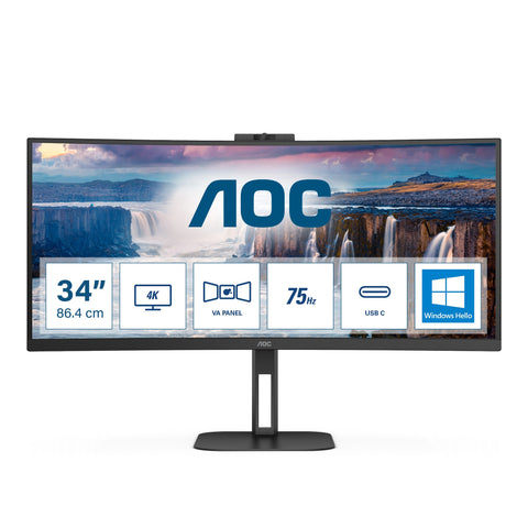 AOC V5 CU34V5CW 86.4 cm (34") 3440 x 1440 pixels Wide Quad HD LED Black