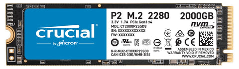 Crucial P2 M.2 2000 GB PCI Express 3.0 NVMe