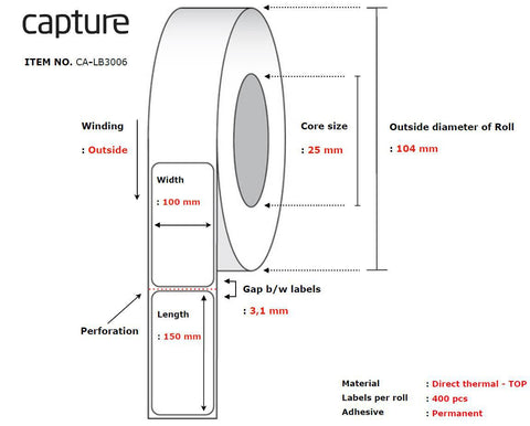 Capture CA-LB3006 printer label White