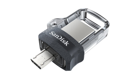 SanDisk Ultra Dual m3.0 USB flash drive 32 GB USB Type-A / Micro-USB 3.2 Gen 1 (3.1 Gen 1) Black, Silver, Transparent