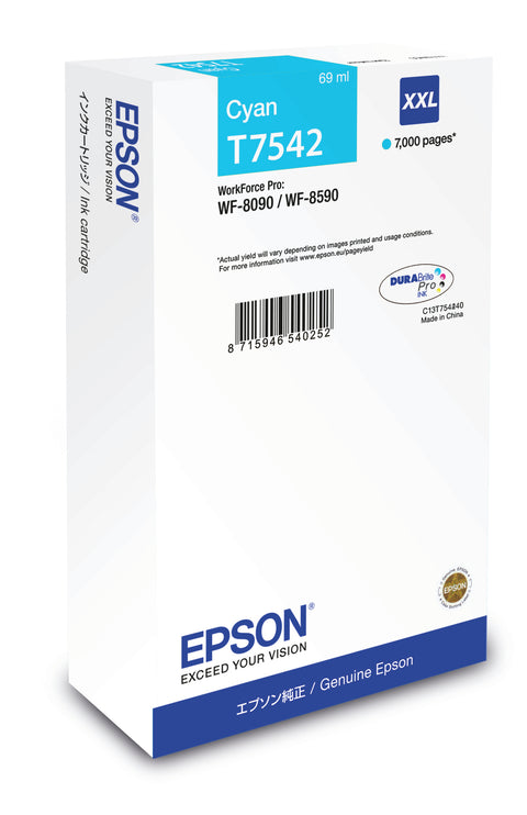 Epson C13T754240/T7542 Ink cartridge cyan, 7K pages ISO/IEC 24711 69ml for Epson WF 8090