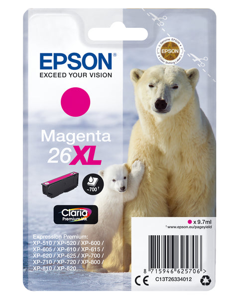 Epson C13T26334012/26XL Ink cartridge magenta high-capacity XL, 700 pages 9,7ml for Epson XP 600