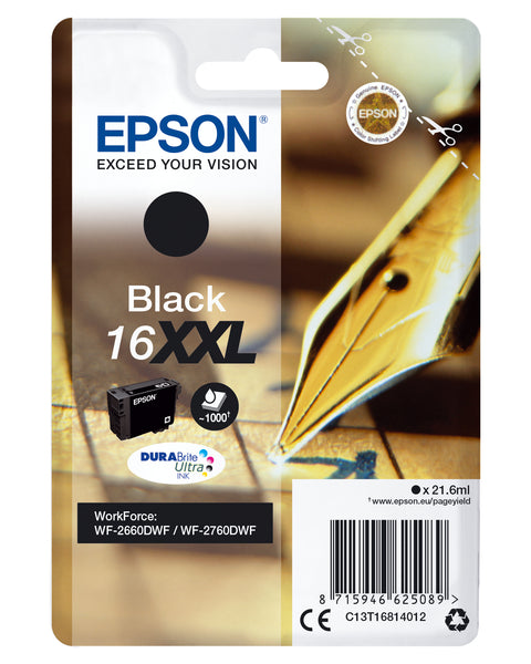 Epson C13T16814012/16XXL Ink cartridge black extra High-Capacity, 1K pages 21,6ml for Epson WF 2660