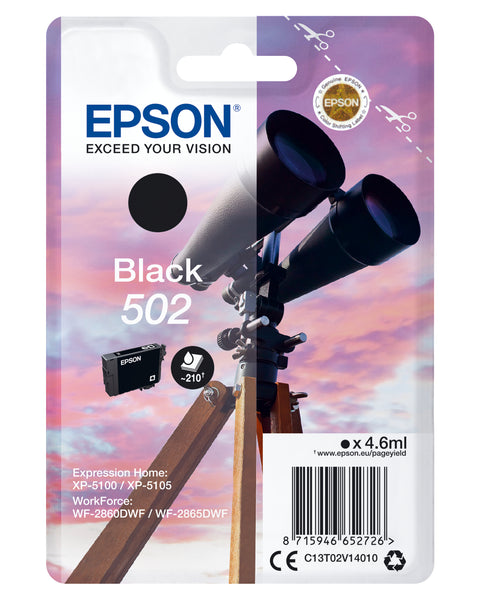 Epson C13T02V14020/502 Ink cartridge black Blister Radio Frequency, 210 pages 4.6ml for Epson XP 5100