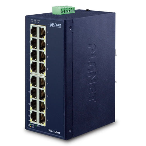 PLANET ISW-1600T network switch Unmanaged Fast Ethernet (10/100) Blue