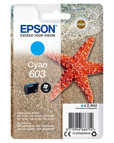 Epson C13T03U24010/603 Ink cartridge cyan, 130 pages 2,4ml for Epson XP 2100