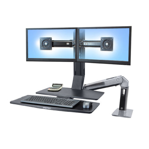 Ergotron WorkFit -A, Dual 55.9 cm (22") Black Desk