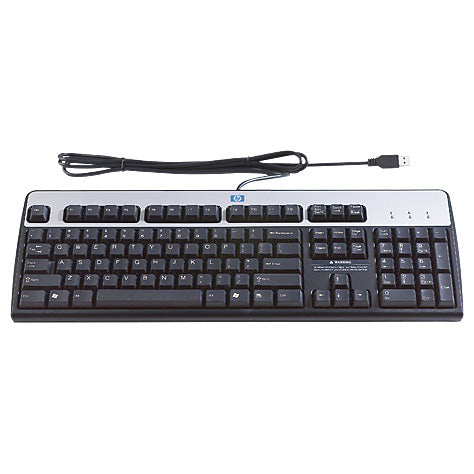 HP USB Standard keyboard QWERTY Danish Black, Silver