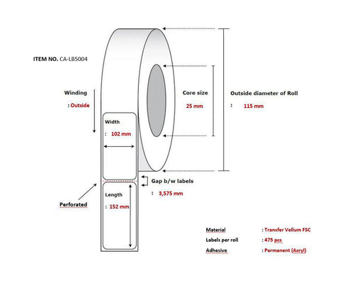 Capture CA-LB5004 printer label White