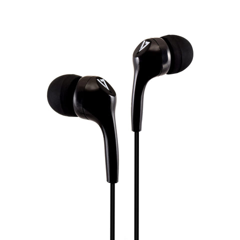 V7 Stereo Earbuds , Lightweight, In-Ear Noise Isolating, 3.5 mm, Black