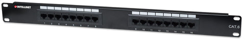 Intellinet Patch Panel, Cat6, UTP, 16-Port, 1U, Black