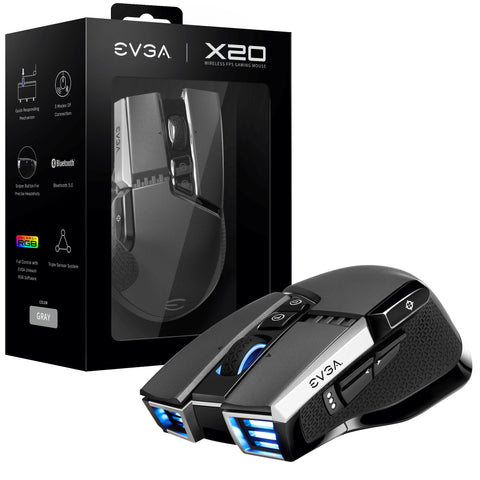 EVGA X20 mouse Right-hand RF Wireless + Bluetooth + USB Type-A Optical 16000 DPI