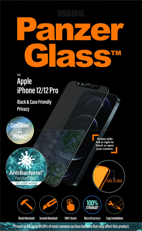 PanzerGlass ™ CamSlider® Privacy Screen Protector Apple iPhone 12 Pro | Edge-to-Edge