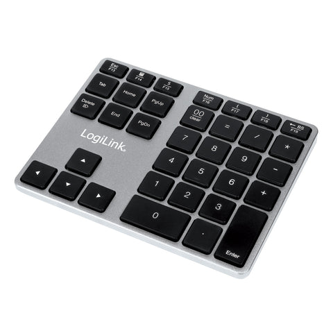 LogiLink ID0187 numeric keypad Universal Bluetooth Aluminium, Black