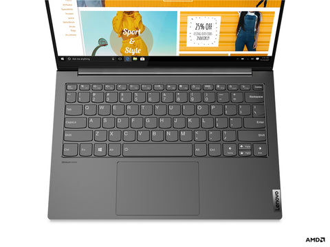 Lenovo Yoga Slim 7 5800U Notebook 33.8 cm (13.3") Quad HD AMD Ryzen™ 7 8 GB LPDDR4x-SDRAM 512 GB SSD Wi-Fi 6 (802.11ax) Windows 10 Home Grey