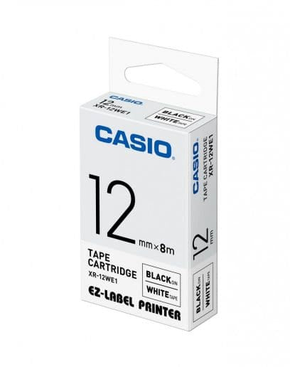 Casio XR-12WE1 Ribbon black on white 12mm x 8m for Casio Labelprinter 6-12mm/18mm/24mm