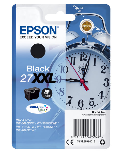 Epson C13T27914010/27XXL Ink cartridge black extra High-Capacity, 2.2K pages 34,1ml for Epson WF 3620