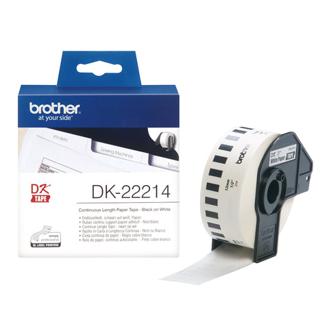 Brother DK-22214 DirectLabel Etikettes white 12mm x 30,48m for Brother P-Touch QL/700/800/QL 12-102mm/QL 12-103.6mm