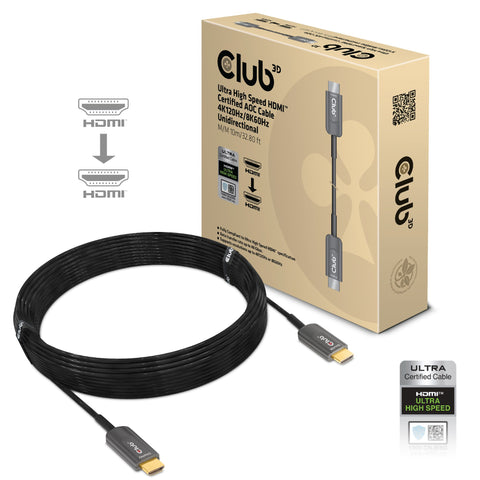 CLUB3D Ultra High Speed HDMI™ Certified AOC Cable 4K120Hz/8K60Hz Unidirectional M/M 10m/32.80ft