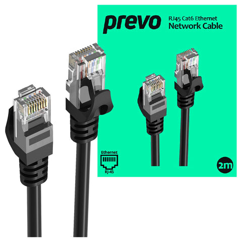 PREVO CAT6-BLK-2M networking cable Black