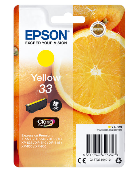 Epson C13T33444012/33 Ink cartridge yellow, 300 pages ISO/IEC 19752 4,5ml for Epson XP 530