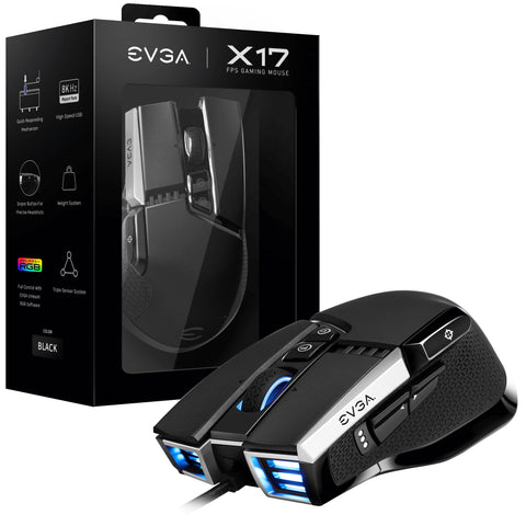 EVGA X17 mouse Ambidextrous USB Type-A Optical 16000 DPI