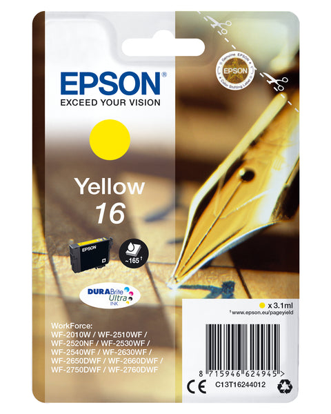 Epson C13T16244022/16 Ink cartridge yellow Blister Radio Frequency, 165 pages 3,1ml for Epson WF 2010