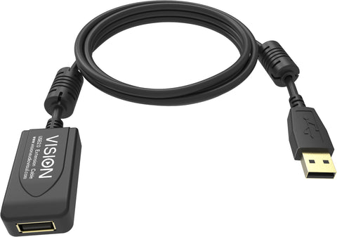 Vision TC 5MUSBEXT+/BL- USB cable 5 m USB 2.0 USB A Black