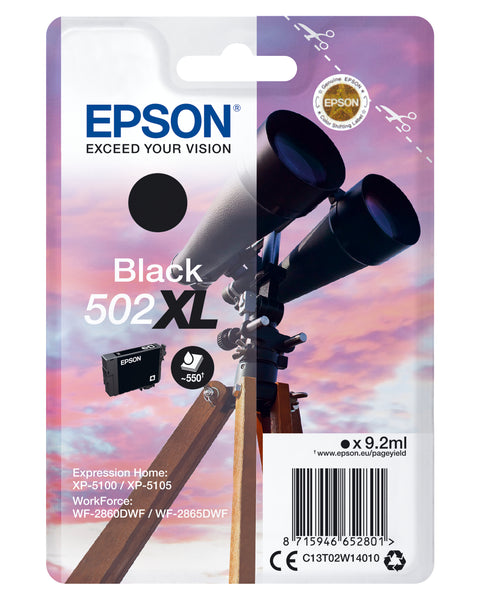 Epson C13T02W14010/502XL Ink cartridge black high-capacity, 550 pages 9,2ml for Epson XP 5100